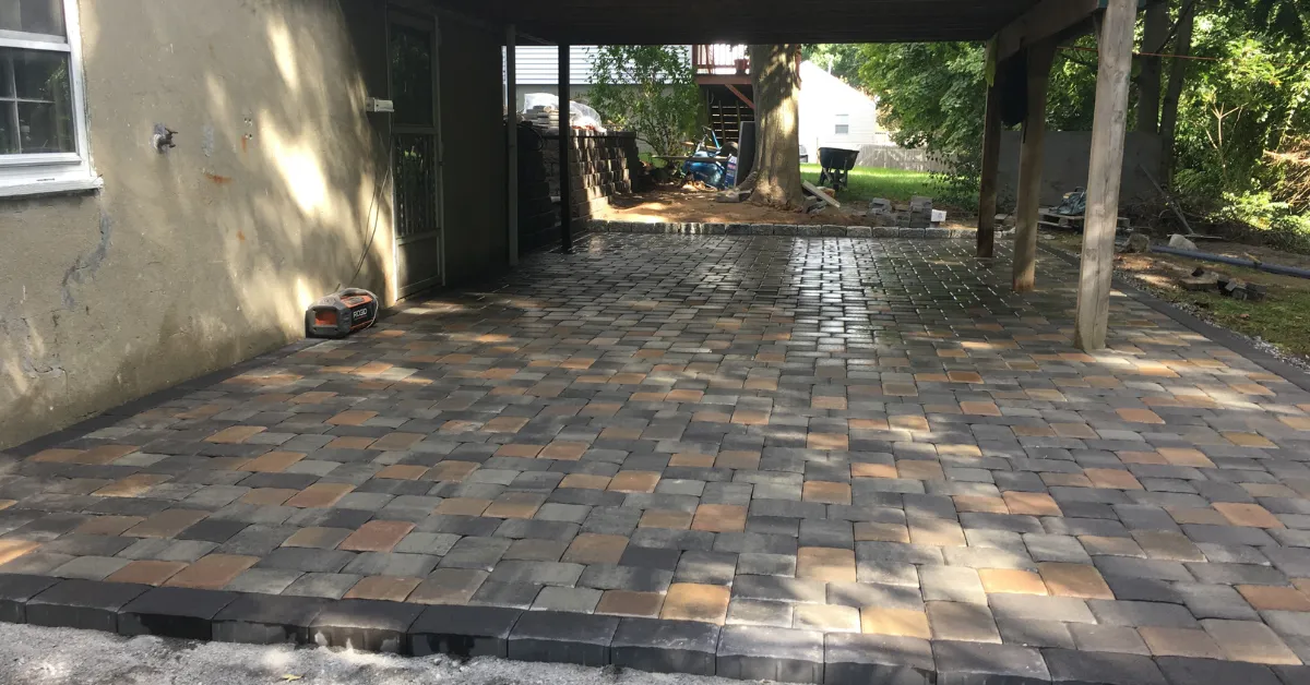 Landscaping in Reading, MA, project on sloped property with retaining walls